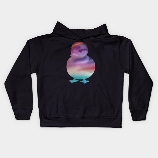 Purple blue watercolor ducky Kids Hoodie by Geomhectic